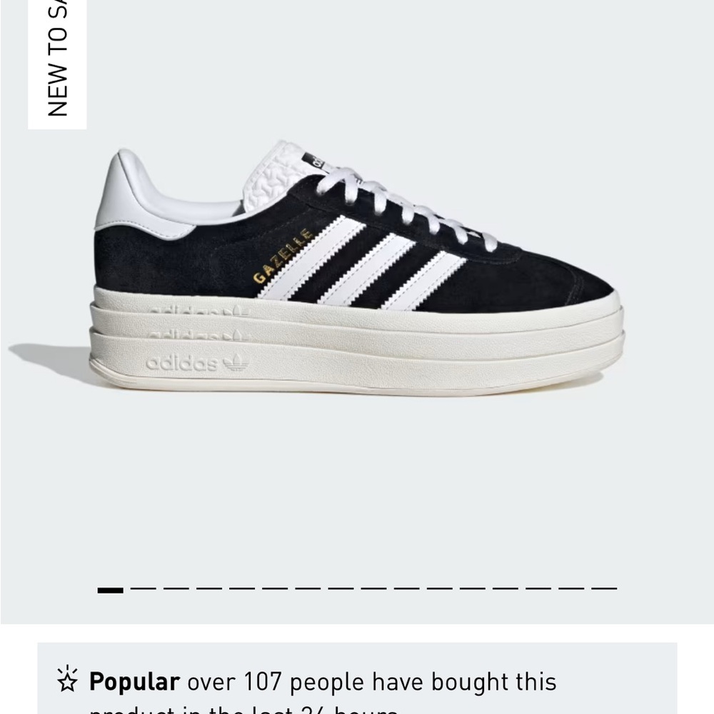 Adidas Women's Black and White  Platform Bold Gazelle Sneakers Size 10W